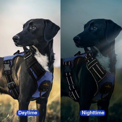 Reflective Dog Harness No Pull Dog Vest Harness with Handle, Breathable Padded Dog Chest Harness Adjustable for Large Dog-Blue XL