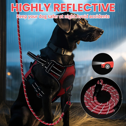 Dog Harness and Leash Set, No Pull Vest Harness, Reflective Adjustable Soft Padded Pet Harness with Handle for Small to Large Dogs