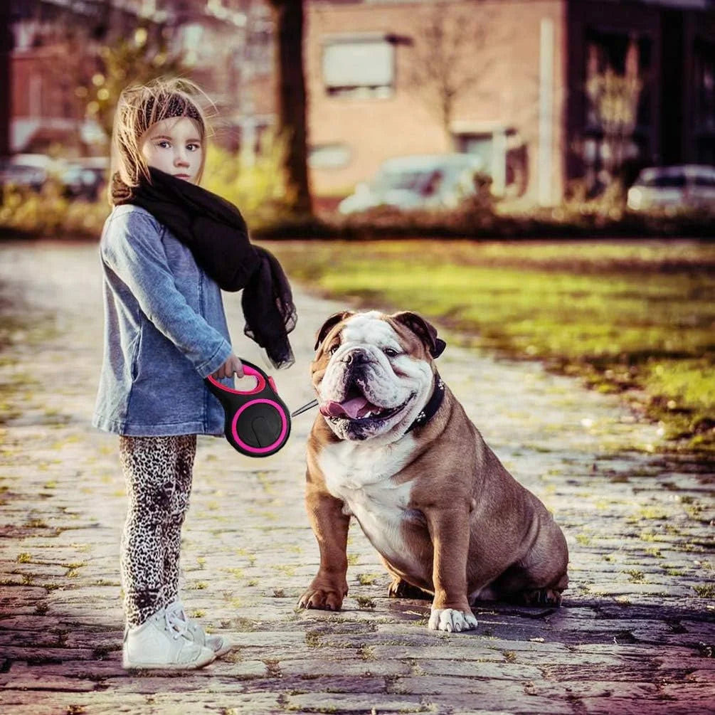 4 Pack Retractable Dog Leash,26Ft Dog Leash for Small Medium Large Dogs up to 110Lbs,360° Tangle-Free Reflective Nylon Tape,Adjustable Length,With Anti-Slip Handle,One-Handed Brake,Pause,Lock