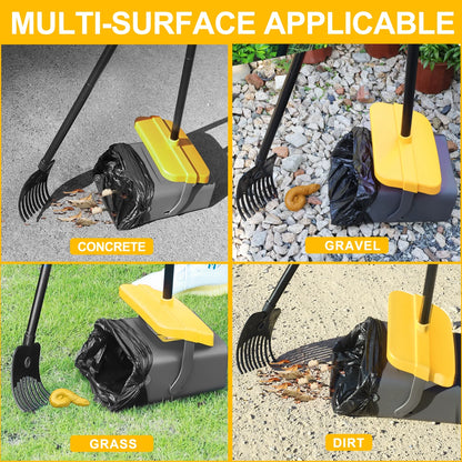 Pooper Scooper for Large Medium Small Dog, 46" Long Adjustable Portable Handle Dog Pooper Scooper Swivel Bin & Rake with 35 Waste Bag, Heavy Duty Poop Scooper for Yard