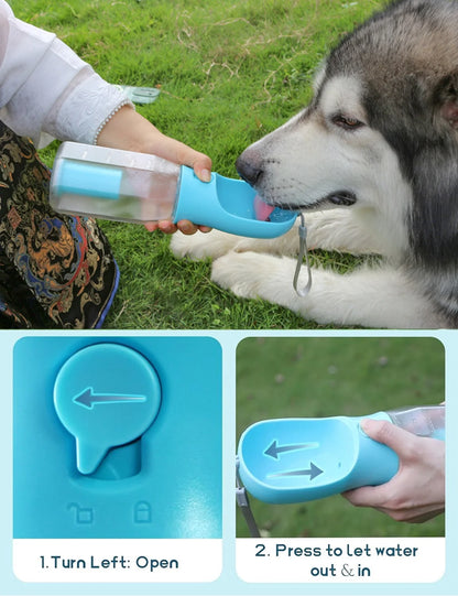 Portable 3-In-1 Dog Water Bottle with Food Container & Poop Bag Holder, 20Oz (Orange)