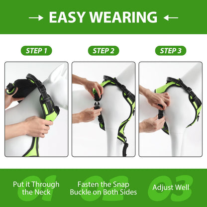 Dog Harness and Leash Set, No Pull Vest Harness, Reflective Adjustable Soft Padded Pet Harness with Handle for Small to Large Dogs