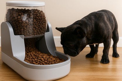 Pet Food Dispenser – Automatic Gravity Feeder Bowl for Dogs & Cats (1 Gallon, Grey)