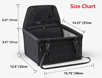 Pet Dog Cat Car Seat Booster for Small & Medium Pets, Portable Breathable Foldable Pet Carrier Seat Safety Anti-Collapse for Travel with Seat Belt, Dark Gray