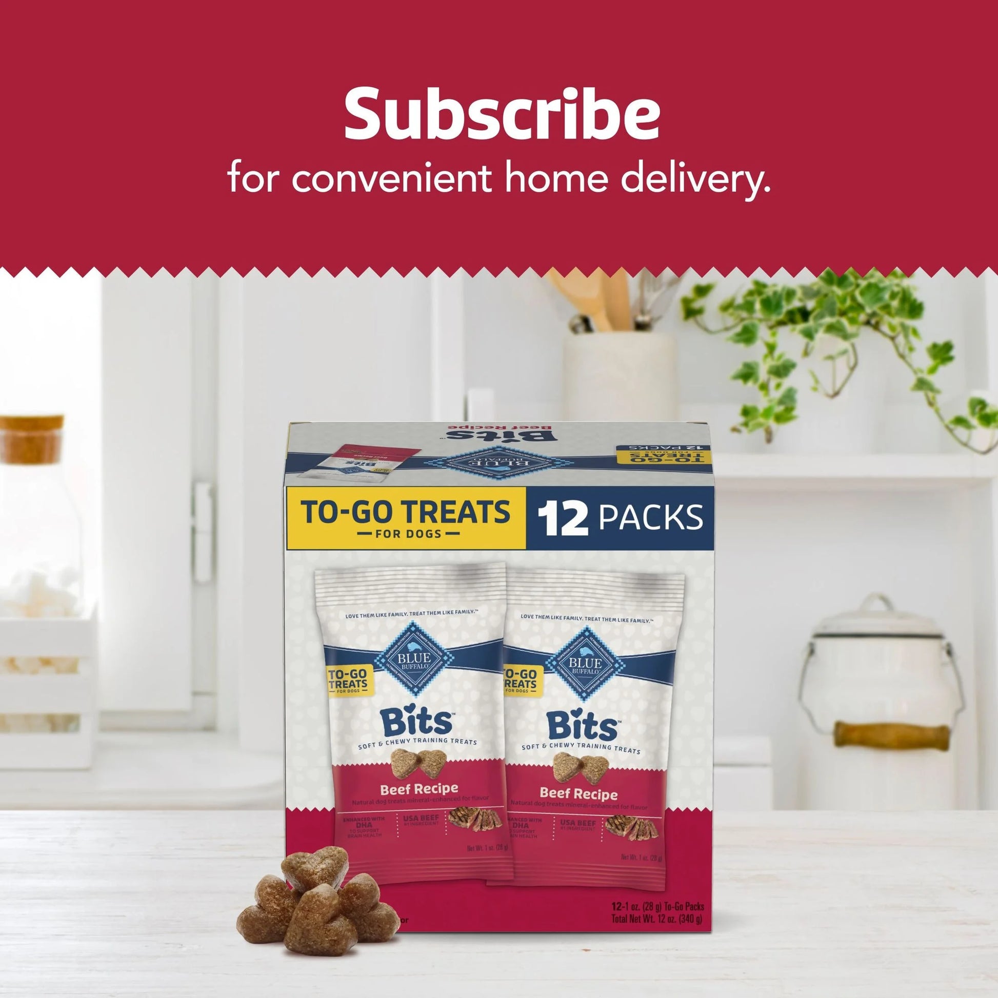 Bits Natural Soft Moist to Go Dog Training Treats Beef Recipe Bags
